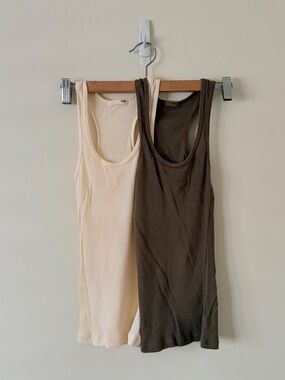 Made Tank Top Bundle  in Cream & Dark Olive S
